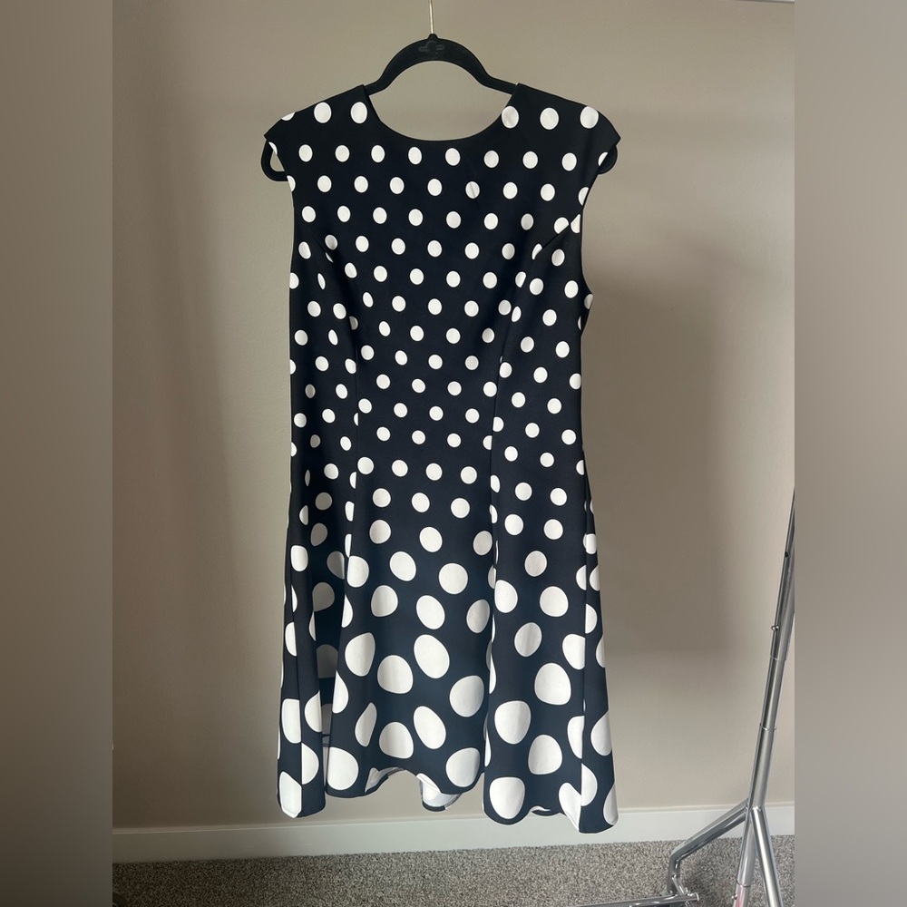 London Times Black and White Polka Dot Dress
